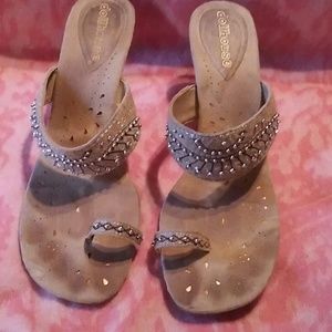 8.5M Dollhouse Beaded Suede Heeled Sandals